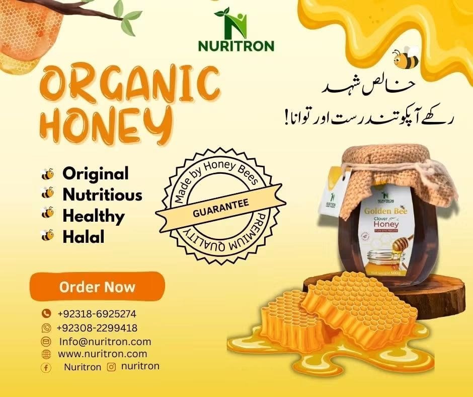 Nuritron Golden Bee honey jar with honeycomb